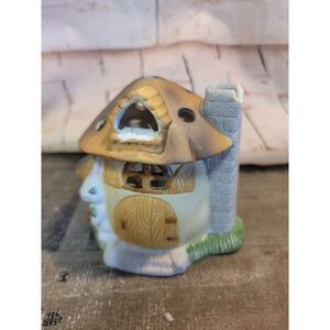 Ceramic Easter AS IS mushroom tea light house holder Decor figure